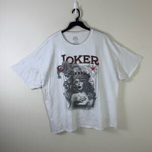 DOM Joker Playing Card Skull T Shirt Adult 3XL White Cotton Mens